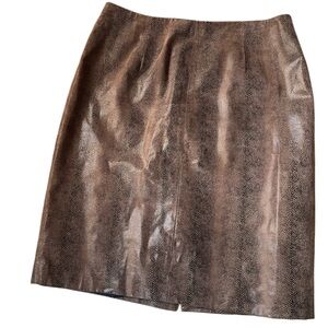Lord & Taylor Brown Leather Pencil Skirt